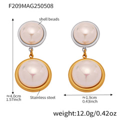 Shell-Pearl Round Drop Earrings