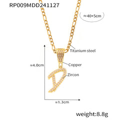 Cubic Zirconia Script Initial Pendant Necklace