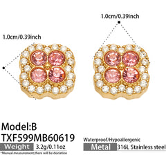 18K Gold-Plated Color Four-Petal Cubic Zirconia Jewelry