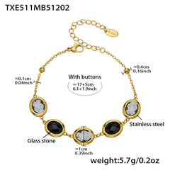 Faceted Oval Glass Stone Necklace, Bracelet & Earrings