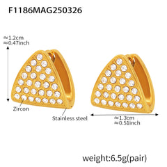 Triangle Cubic Zirconia Stainless Steel Earrings