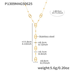 Gold-Tone Oval Link Y Necklace