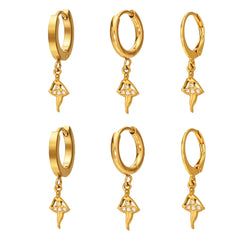 Cubic Zirconia Geometric Drop Hoop Earrings