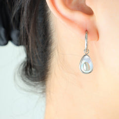 Shell-Inlay Teardrop Hoop Earrings