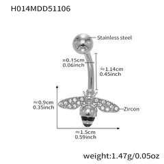 Cubic Zirconia Heart and Ball Navel Jewelry