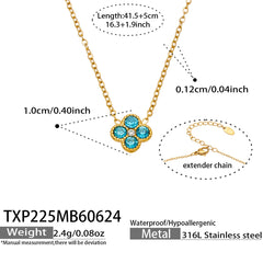 Color Four-Petal Cubic Zirconia Necklace and Earrings