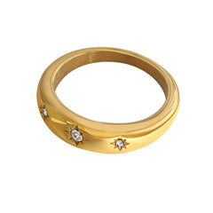 18K Gold-Plated Star Accent Band Ring