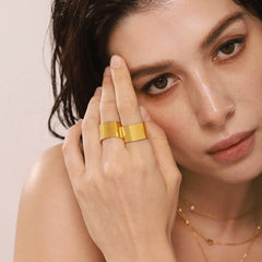 18K Gold-Plated Wide Open Band Ring