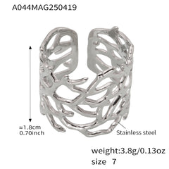 Openwork Coral & Heart Stainless Steel Rings