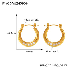 18K Gold-Plated Faux Pearl Accent Hoop Earrings