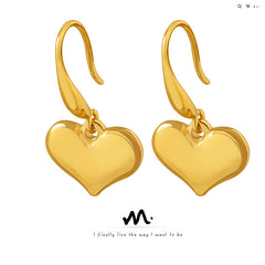 Gold-Tone Sculptural Heart Drop Earrings