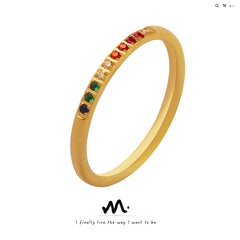 Multicolor Cubic Zirconia Fine Band Ring