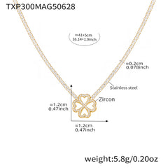Cubic Zirconia Four-Petal Flower Jewelry