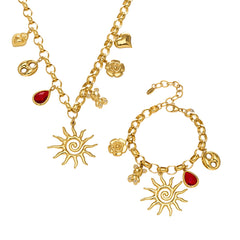 Sun Heart and Bear Multi-Charm Necklace or Bracelet