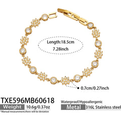 18K Gold-Plated Floral and Heart Cubic Zirconia Jewelry