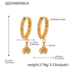 Crown Charm Hoop Earrings