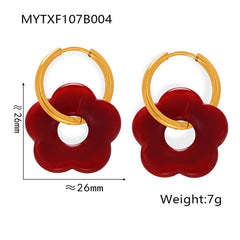 18K Gold-Plated Deep Red Enamel Earrings