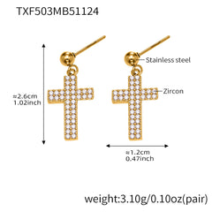 18K Gold-Plated Cubic Zirconia Cross Jewelry