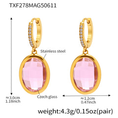 Faceted Oval Czech Glass Drop Earrings