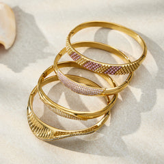 18K Gold-Plated Cubic Zirconia Wave Clasp Bracelet