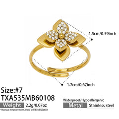 Four-Petal Cubic Zirconia Flower Jewelry