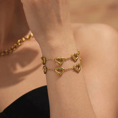 18K Gold-Plated Open Heart Link Bracelet