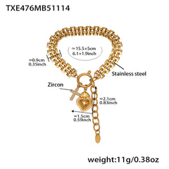 Cubic Zirconia Heart Link Necklace and Bracelet