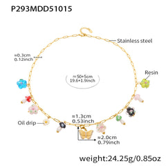 Gold-Tone Flower or Fruit Charm Necklace