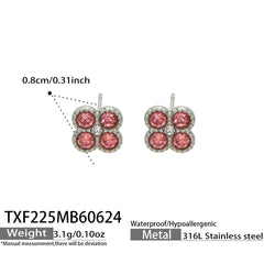 Color Four-Petal Cubic Zirconia Necklace and Earrings