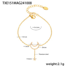 Crescent & Star Necklace, Bracelet or Separate Chain