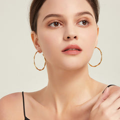Nicolette Minimalist Bamboo Hoop Earrings