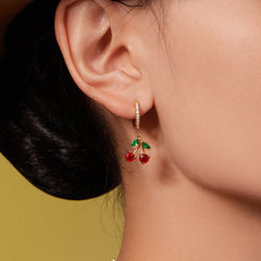 Cherry & Heart Charm Necklace, Bracelet, Earrings or Anklet