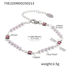 18K Gold-Plated Cubic Zirconia Pearl-Look Necklace or Bracelet