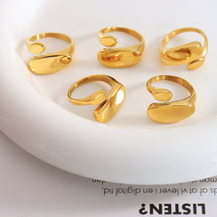 Polished Asymmetric Oval Open Ring