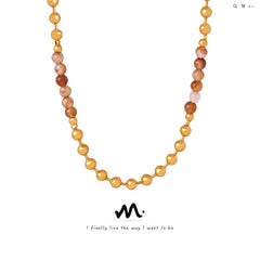 Warm-Tone Natural Stone Bead Necklace