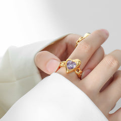 Heart Stone Chain-Link Ring