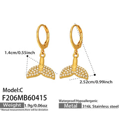 Mermaid Tail Cubic Zirconia Charm Earrings