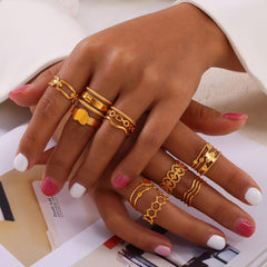 Openwork Geometric Stainless Steel Rings