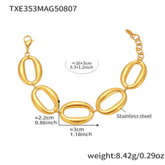 Polished Oval Link Necklace and Bracelet