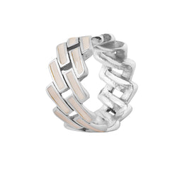 Geometric Enamel Openwork Ring