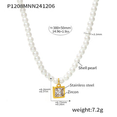 Shell Pearl-Look Geometric Pendant Necklace Designs
