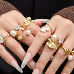 Pearl-Look & Cubic Zirconia Open Rings