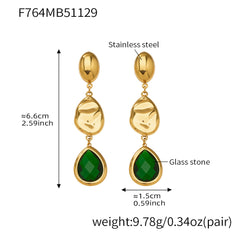 18K Gold-Plated Sculptural Glass Teardrop Earrings