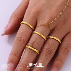 Slim Square Bead Band Ring