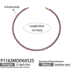 18K Gold-Plated Colored Cubic Zirconia Tennis Jewelry