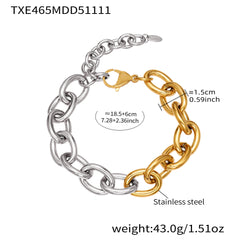 18K Gold-Plated Rounded-Link Necklace & Bracelet