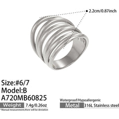 Polished Sculptural Stainless Steel Rings