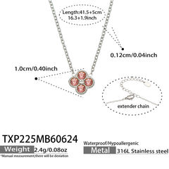 Color Four-Petal Cubic Zirconia Necklace and Earrings