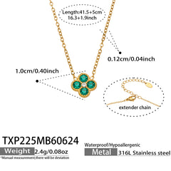Color Four-Petal Cubic Zirconia Necklace and Earrings