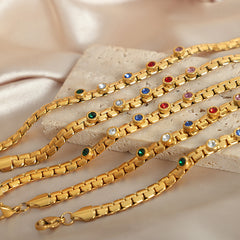 Multicolor Cubic Zirconia Chain Bracelet
